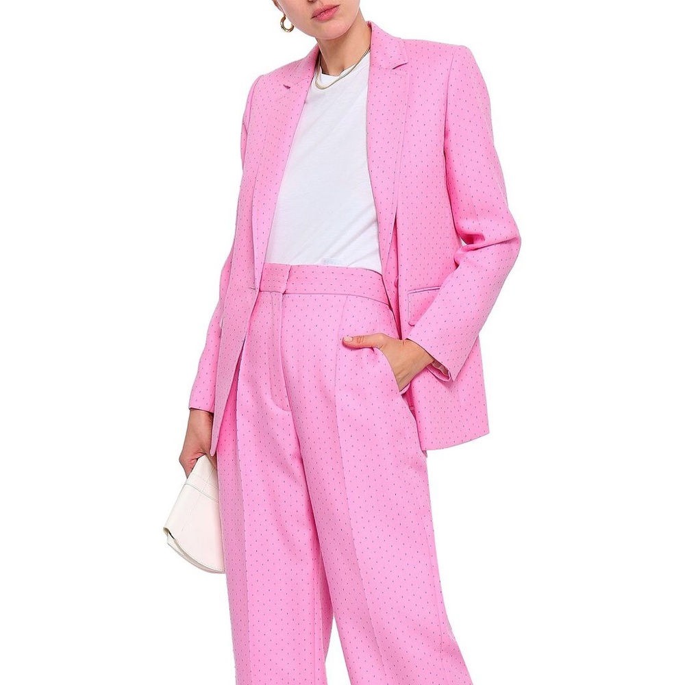 Sandro Savina Pink Pinstripe Dot Suit Blazer